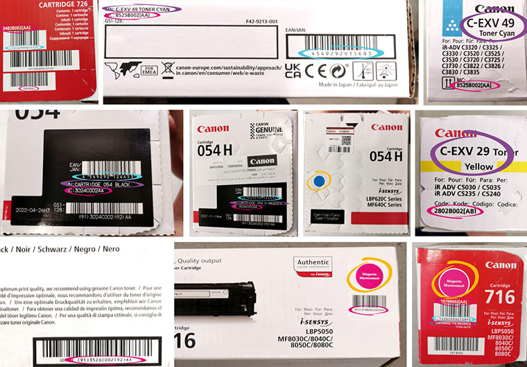 Canon Toner Verpackungslabel