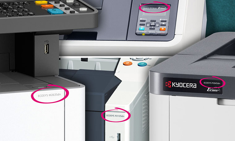Kyocera Laserdrucker Bezeichnung auf dem Drucker