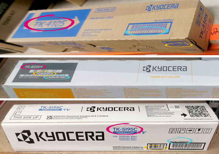 Kyocera TASKalfa Toner Packungslabel