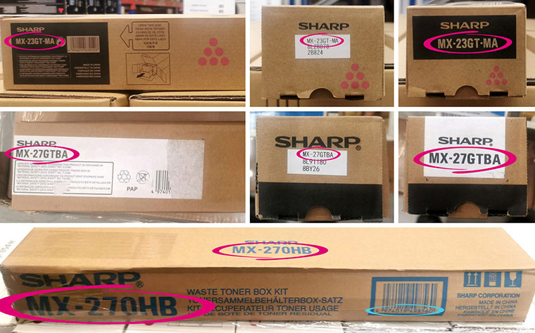Sharp Toner-Verpackungslabel